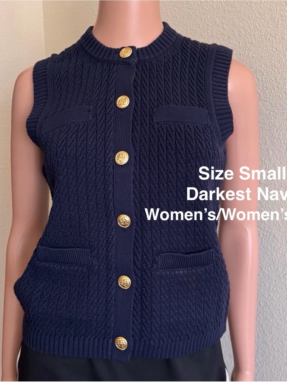 Free Assembly Women's and Women's Plus Button Front Cable Knit Sweater Vest